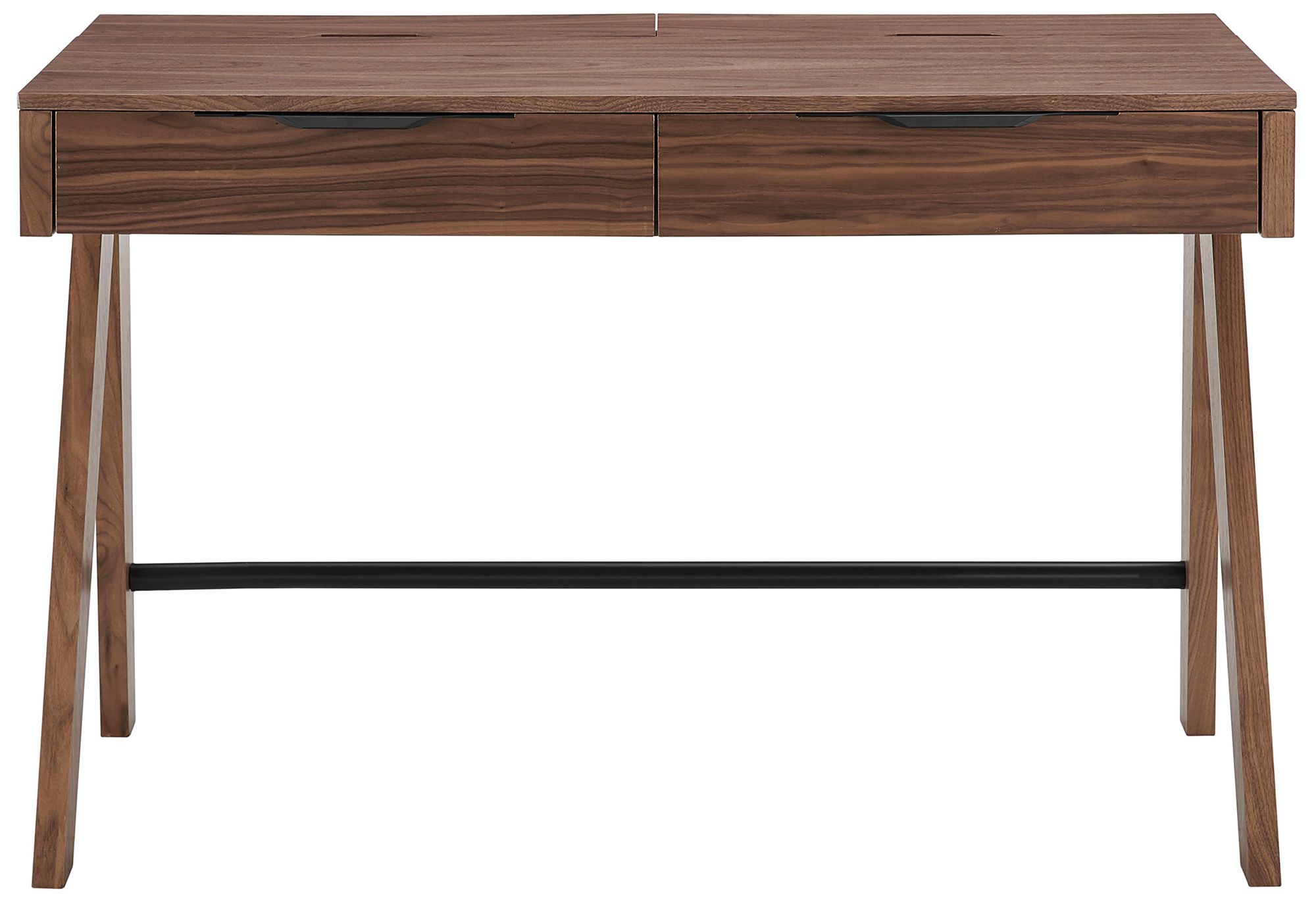Milo 47 1/4" Wide American Walnut Veneer 2-Drawer Desk