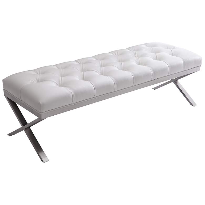 Image 1 Milo 60 in. Wide Bench in White Polyurethane, and Brushed Stainless Steel