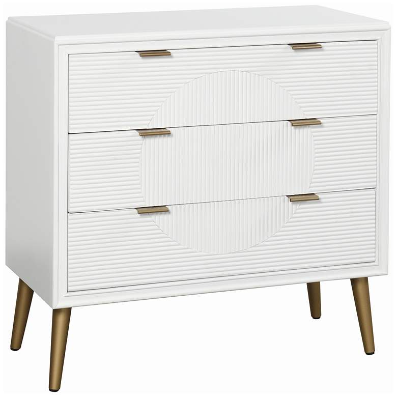 Image 1 Milo Three-Drawer Chest - Satin White Finish, Copper Finished