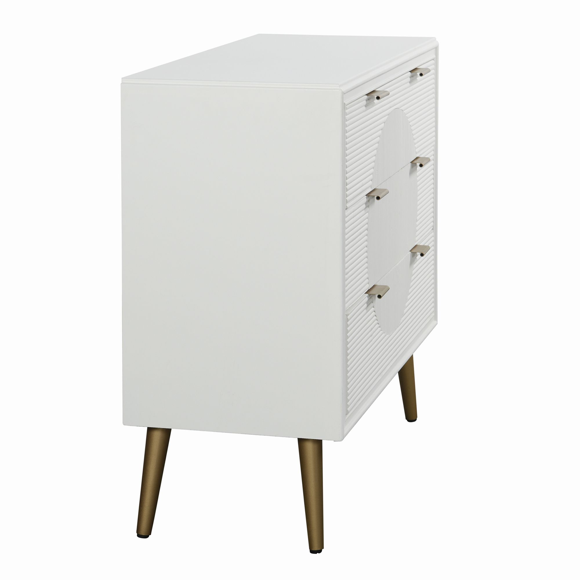 Image 3 Milo Three-Drawer Chest - Satin White Finish, Copper Finished more views