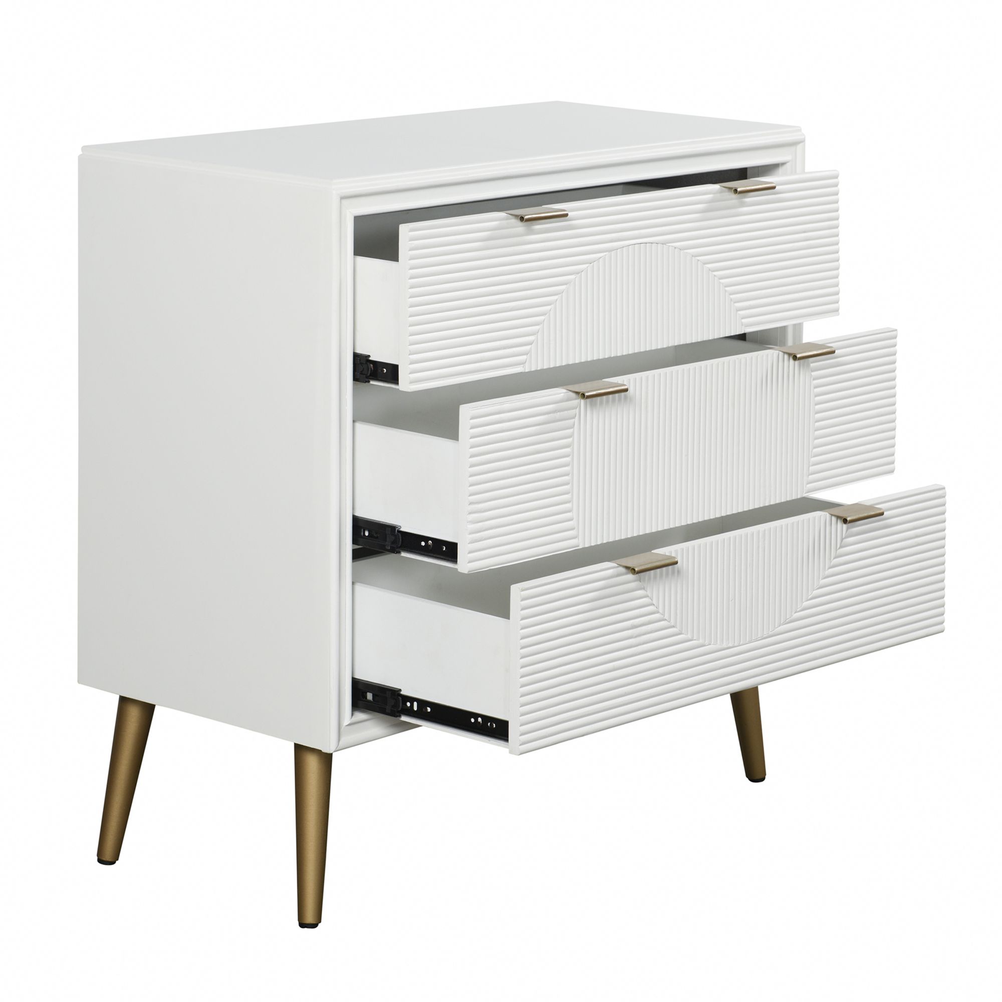Image 5 Milo Three-Drawer Chest - Satin White Finish, Copper Finished more views