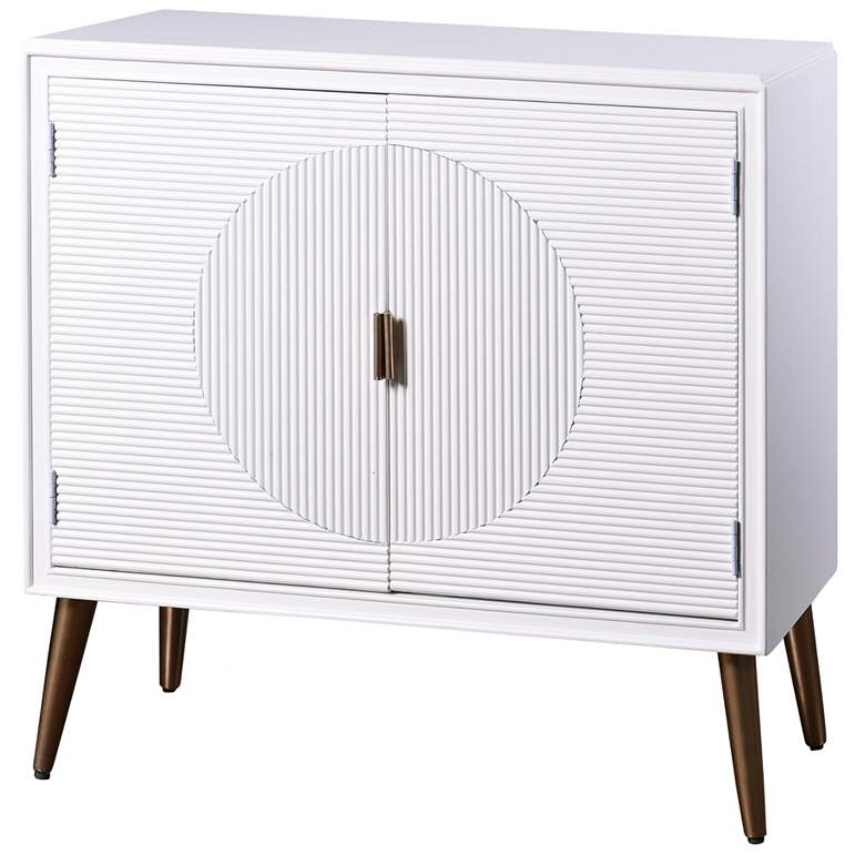 Image 1 Milo Two-Door Cabinet - Satin White Finish, Copper Finished