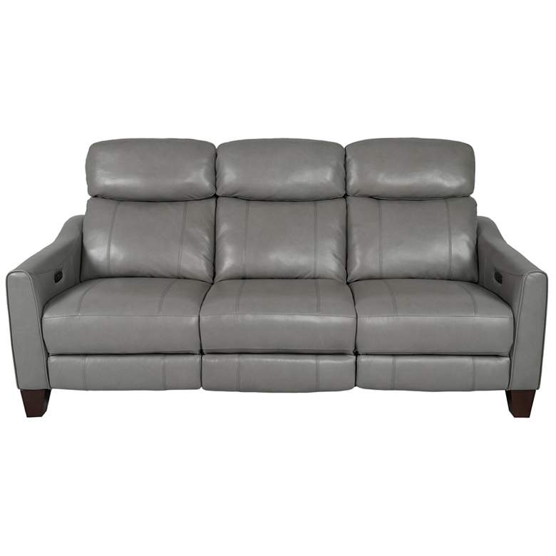 Image 1 Milos 83 in. Zero Gravity Power Reclining Sofa in Light Gray Leather