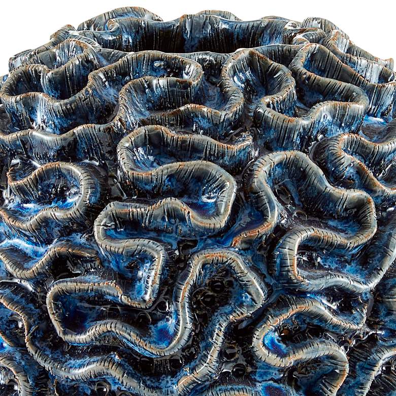 Image 2 Milos Blue Glazed Ceramic 10 inch Wide Decorative Vase more views