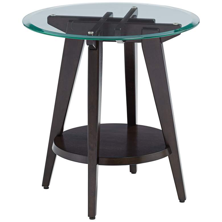 Image 2 Milton 24 inch Wide Dark Brown Round Accent Table