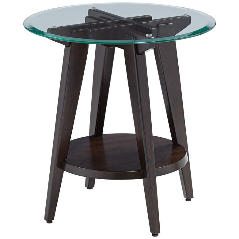 Image 7 Milton 24" Wide Dark Brown Round Accent Table more views