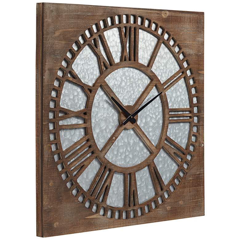 Milton 30&quot; Square Roman Numeral Wood Wall Clock more views