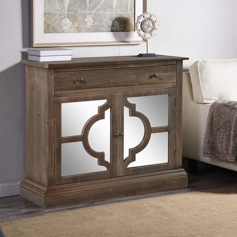 Image 2 Milton 36" Wide 2-Drawer & 2-Door Mirrored Wood Chest more views