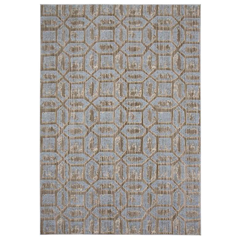 Milton 6533472 5&#39;3&quot;x7&#39;6&quot; Blue and Taupe Geometric Area Ru