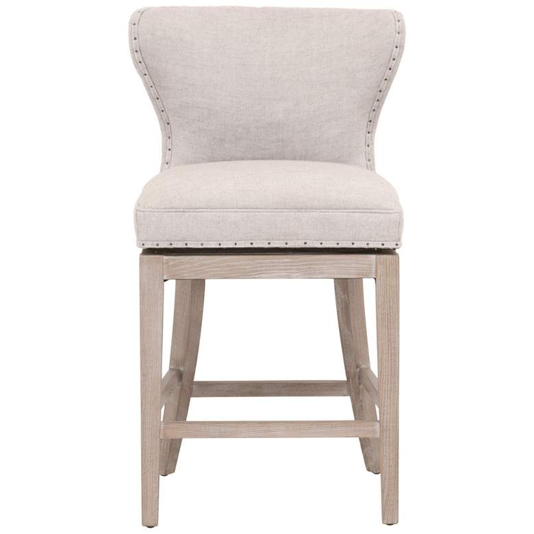 Image 1 Milton Swivel Counter Stool, Bisque French Linen, Natural Gray Ash