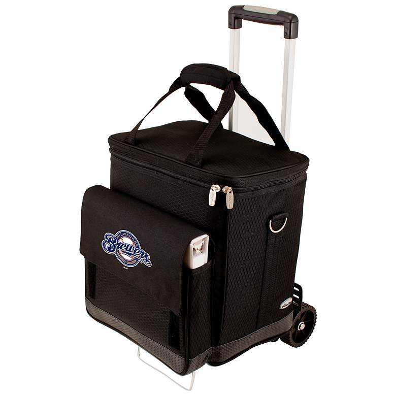 Image 1 Milwaukee Brewers Black Insulated Wine Cellar with Trolley