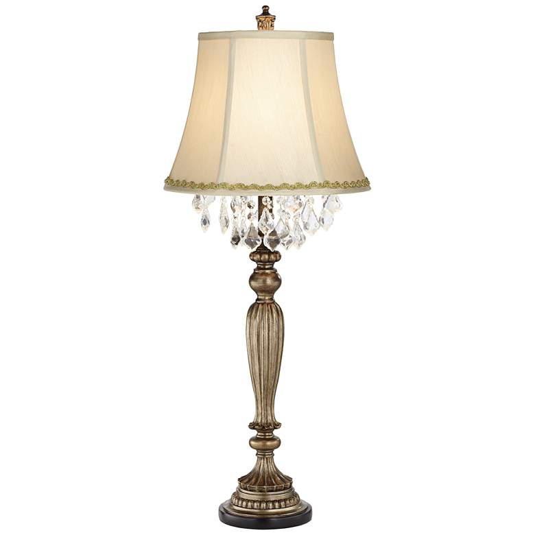 Image 1 Mimi Antique Gold Table Lamp with Relaxed Wave Trim