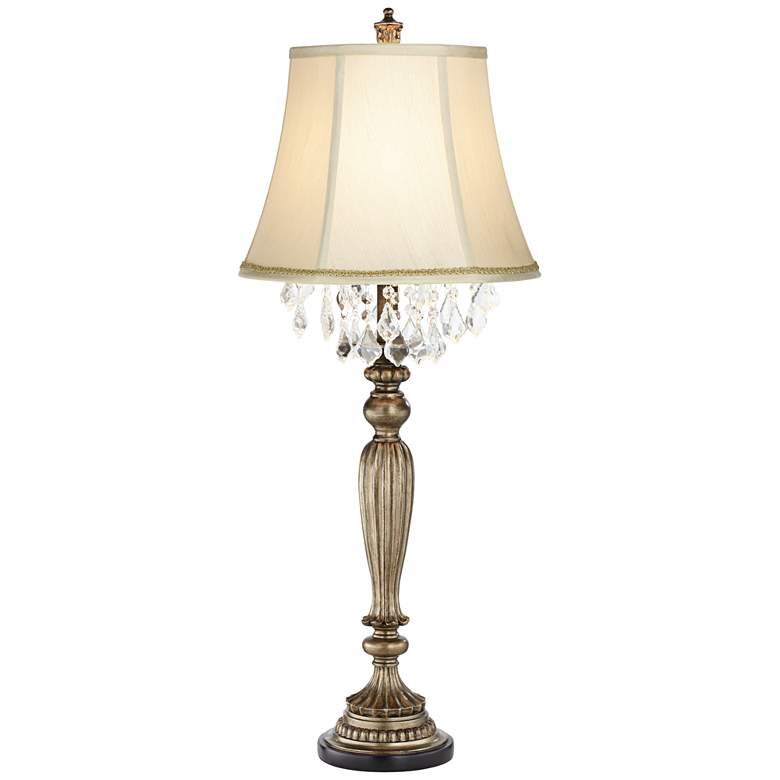 Image 1 Mimi Antique Gold Table Lamp with Scroll Braid Trim