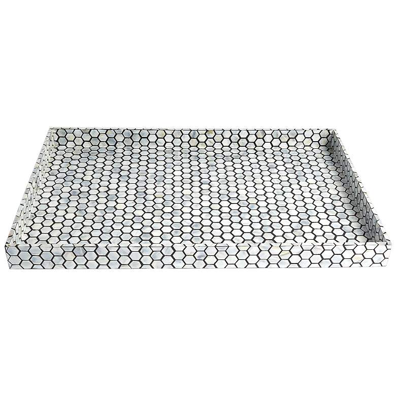 Image 1 Mina 18"W Natural and Gray Mother of Pearl Decorative Tray