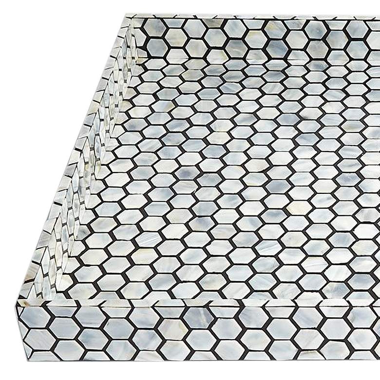 Image 3 Mina 18"W Natural and Gray Mother of Pearl Decorative Tray more views