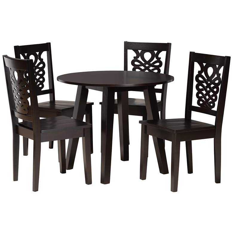 Image 1 Mina Dark Brown Wood 5-Piece Dining Table and Chair Set