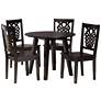 1_Mina Dark Brown Wood 5-Piece Dining Table and Chair Set