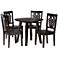 Mina Dark Brown Wood 5-Piece Dining Table and Chair Set