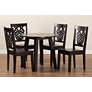 7_Mina Dark Brown Wood 5-Piece Dining Table and Chair Set more views