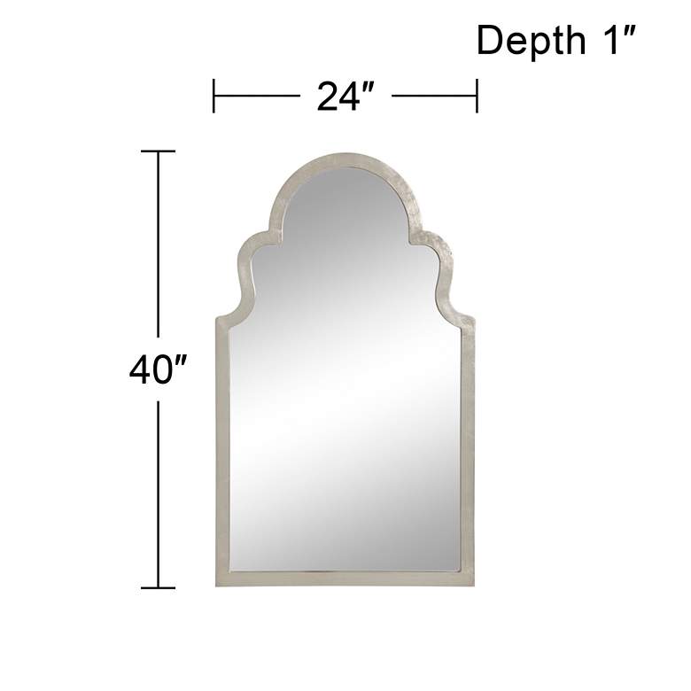 Image 4 Mina Silver Leaf 24" x 40" Crowned Top Wall Mirror more views