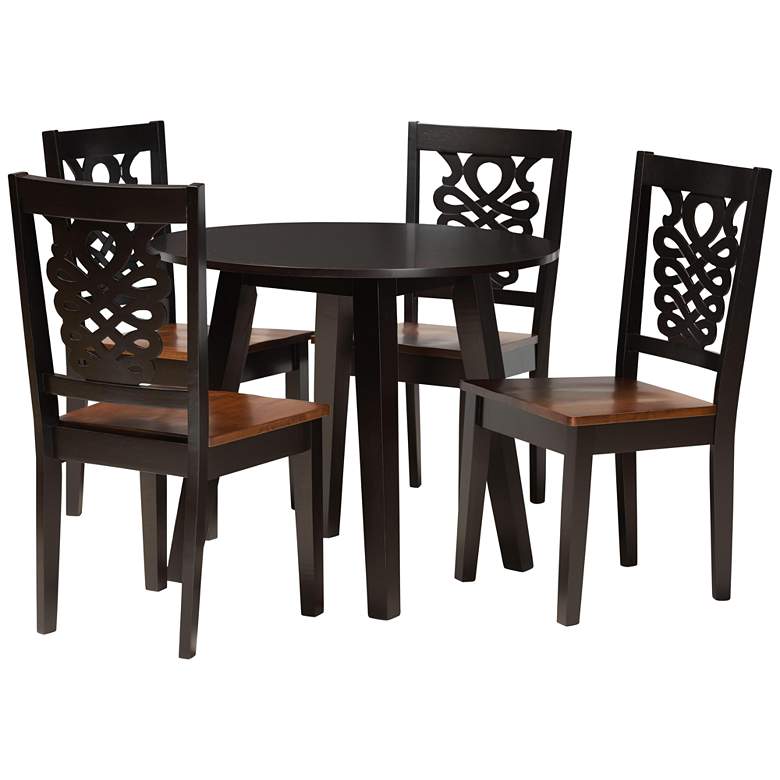 Image 1 Mina Two-Tone Brown Wood 5-Piece Dining Table and Chair Set