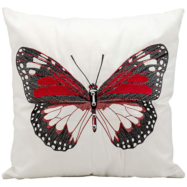 Image 1 Mina Victory Black Butterfly 18 inch Indoor-Outdoor Pillow