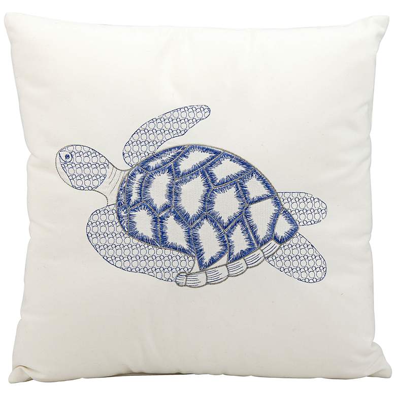 Image 1 Mina Victory Blue Sea Turtle 18" Indoor-Outdoor Pillow