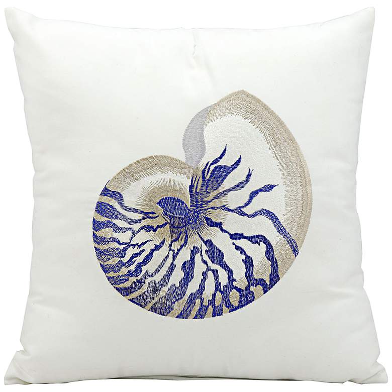 Image 1 Mina Victory Blue Seashell 18 inch Square Indoor-Outdoor Pillow