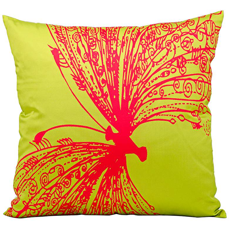 Image 1 Mina Victory Butterfly 18 inch Lime Green Indoor-Outdoor Pillow