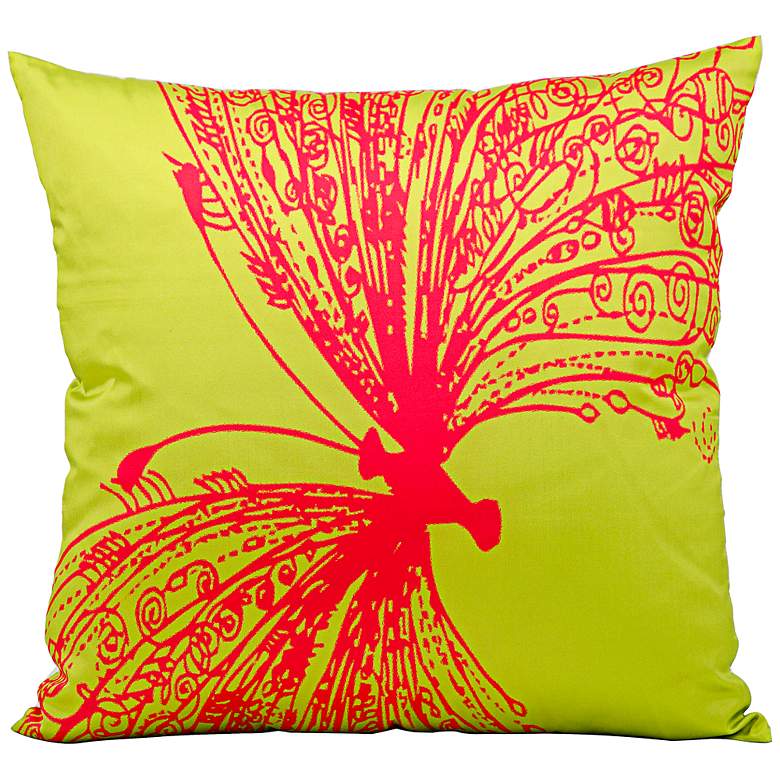 Image 1 Mina Victory Butterfly 18" Lime Green Indoor-Outdoor Pillow