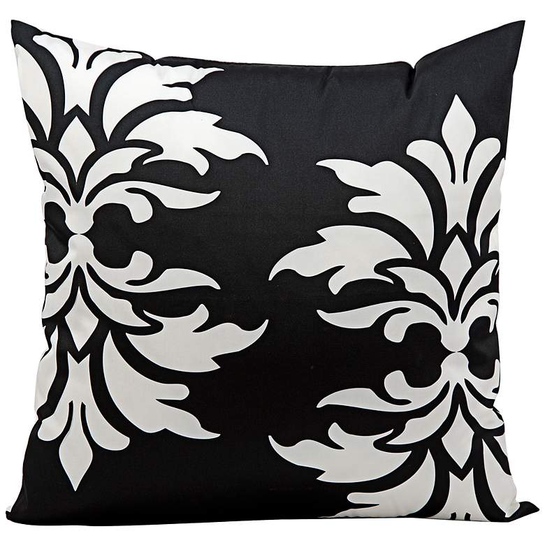 Image 1 Mina Victory Fleur-de-Lys 20 inch Black Indoor-Outdoor Pillow