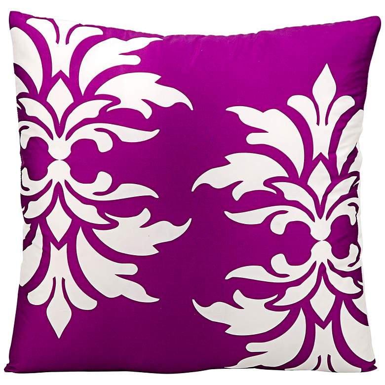 Image 1 Mina Victory Fleur-de-Lys 20 inch Lilac Indoor-Outdoor Pillow
