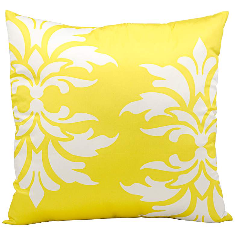 Image 1 Mina Victory Fleur-de-Lys 20 inch Square Yellow Outdoor Pillow