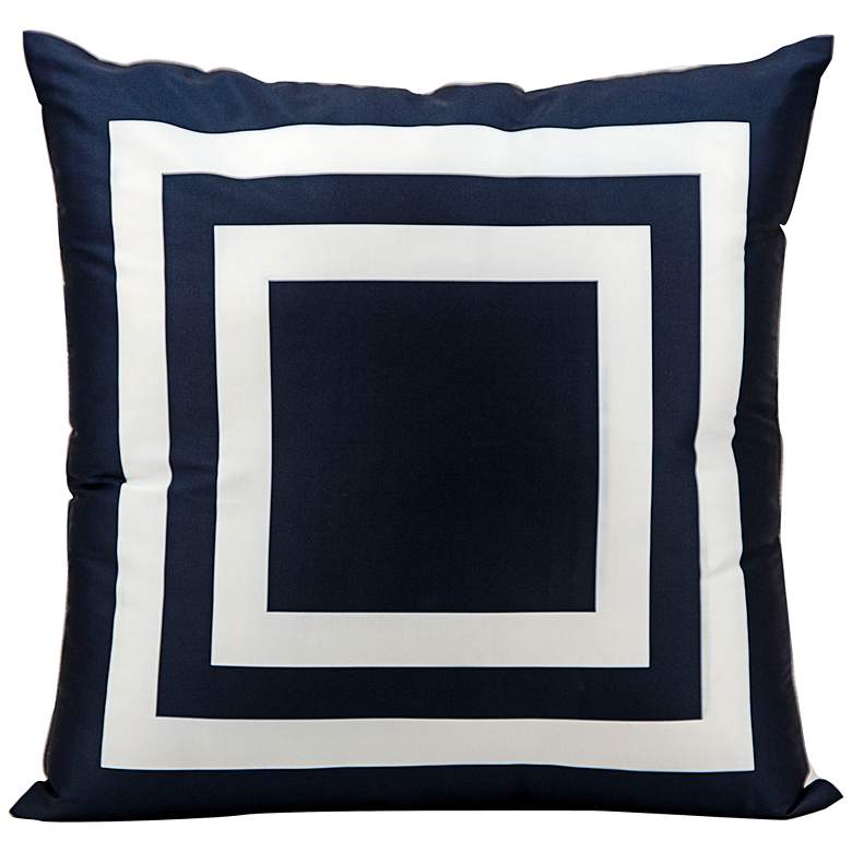 Image 1 Mina Victory Geometric 20 inch Square Navy Indoor-Outdoor Pillow