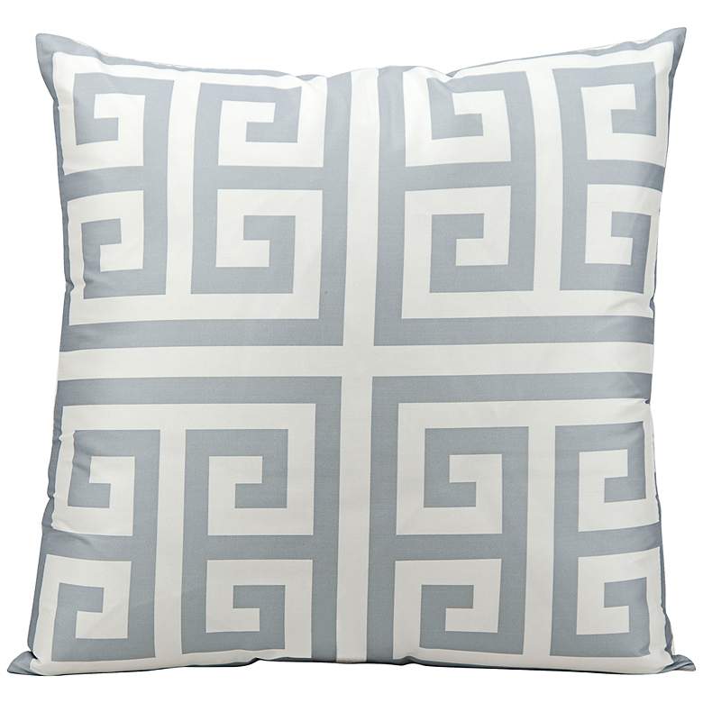 Mina Victory Greek Key 20&quot; Square Gray Outdoor Pillow