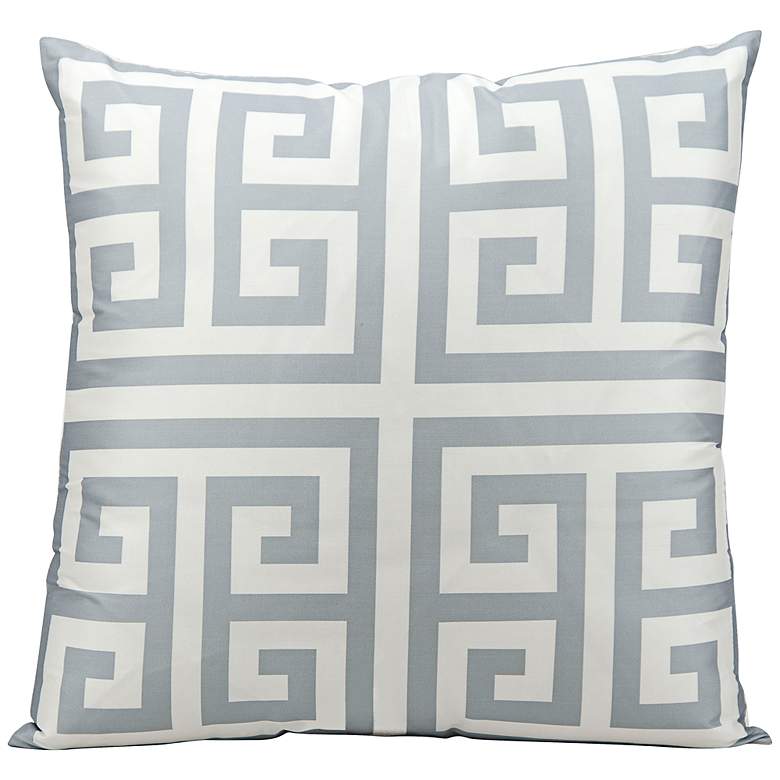 Image 1 Mina Victory Greek Key 20" Square Gray Outdoor Pillow