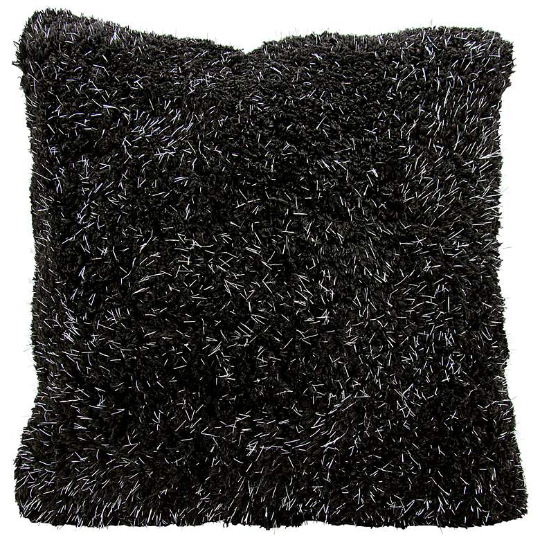 Image 1 Mina Victory Groovy Black 22 inch Square Shag Throw Pillow