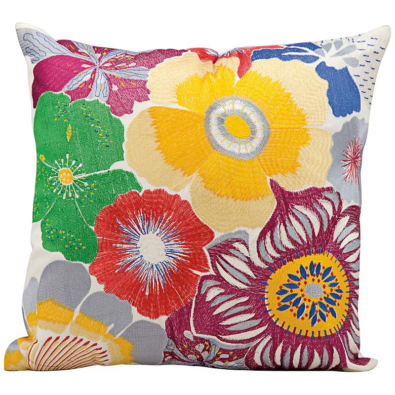 Image 1 Mina Victory Large Floral Print 18 inch Indoor-Outdoor Pillow