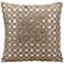 Mina Victory Laser-Cut Gold 18" Square Beige Leather Pillow