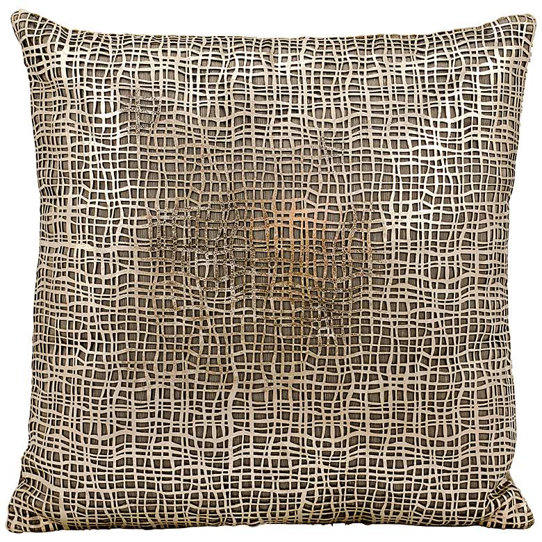 Image 1 Mina Victory Laser-Cut Gold Crosshatch 18" Square Pillow