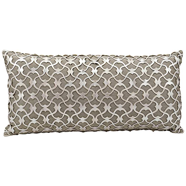 Image 1 Mina Victory Laser-Cut Silver-White 18 inch Square Pillow