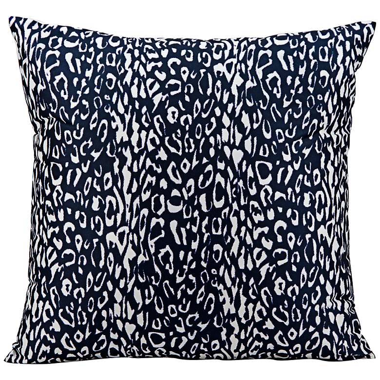 Image 1 Mina Victory Leopard 20 inch Square Navy Blue Outdoor Pillow
