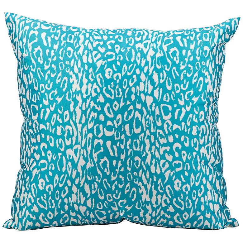 Image 1 Mina Victory Leopard 20 inch Turquoise Indoor-Outdoor Pillow