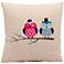 Mina Victory Life Styles Double Owl 18" Square Beige Pillow