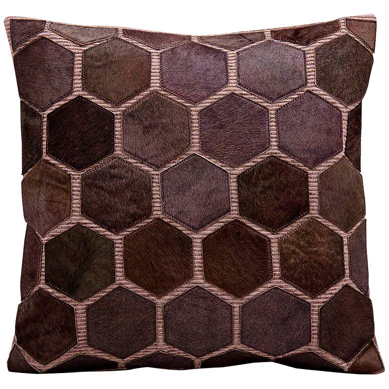 Image 1 Mina Victory Lilac Natural Hide 20 inch Square Leather Pillow