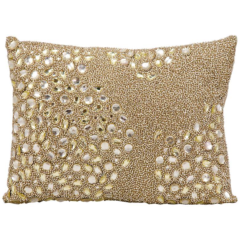 Image 1 Mina Victory Luminescence Beige 14" x 10" Beaded Pillow