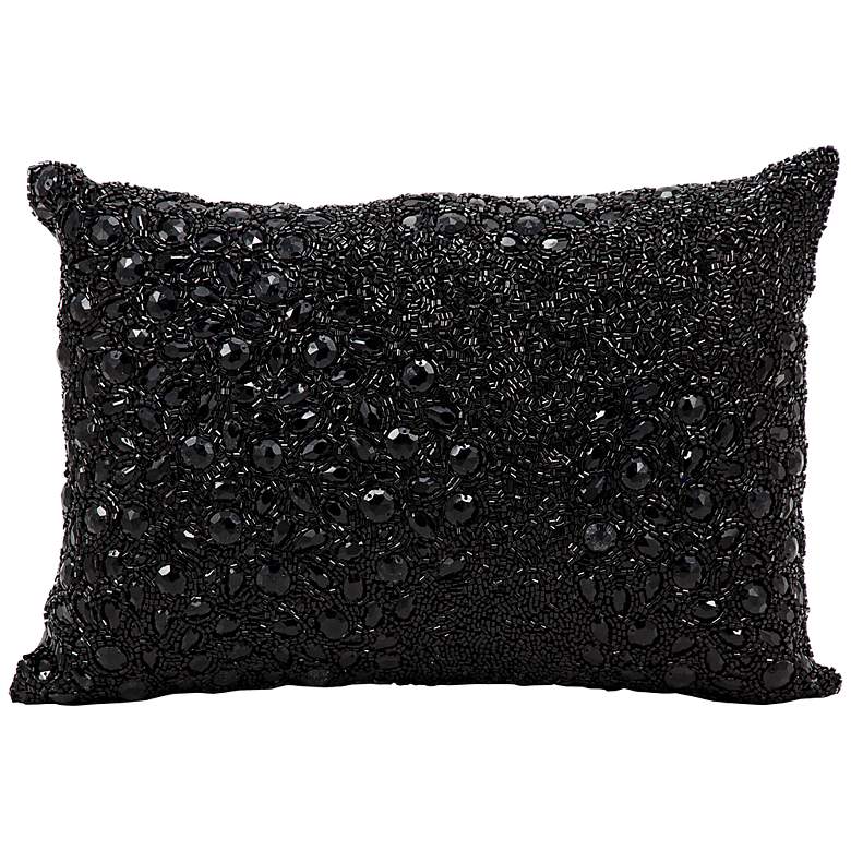 Image 1 Mina Victory Luminescence Black 14 inch x 10 inch Beaded Pillow