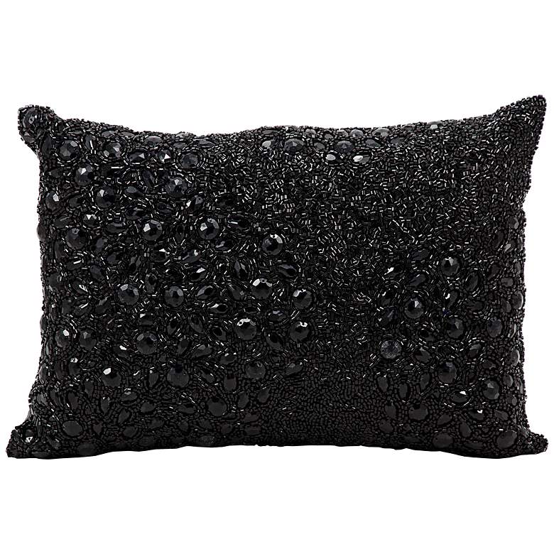 Image 1 Mina Victory Luminescence Black 14" x 10" Beaded Pillow