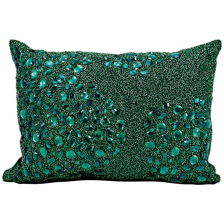 Image 1 Mina Victory Luminescence Emerald 14 inch x 10 inch Bolster Pillow