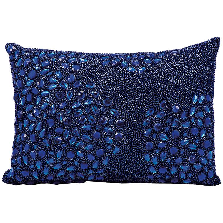 Image 1 Mina Victory Luminescence Navy Blue 14 inch x 10 inch Pillow